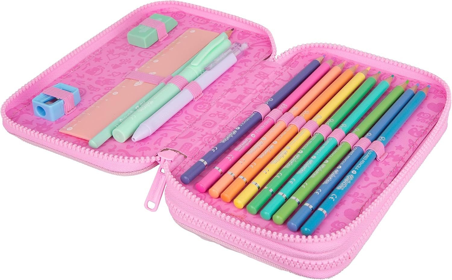 GOLDKIDS Federmäppchen COOLPACK 2-fache Federtasche Federmappe, (34-teilig Schüleretui Stifte und Pinsel, inkl. Aufgabenheft Federbox Etui), Stiftetasche Schlamper-Etui Schul-Etui