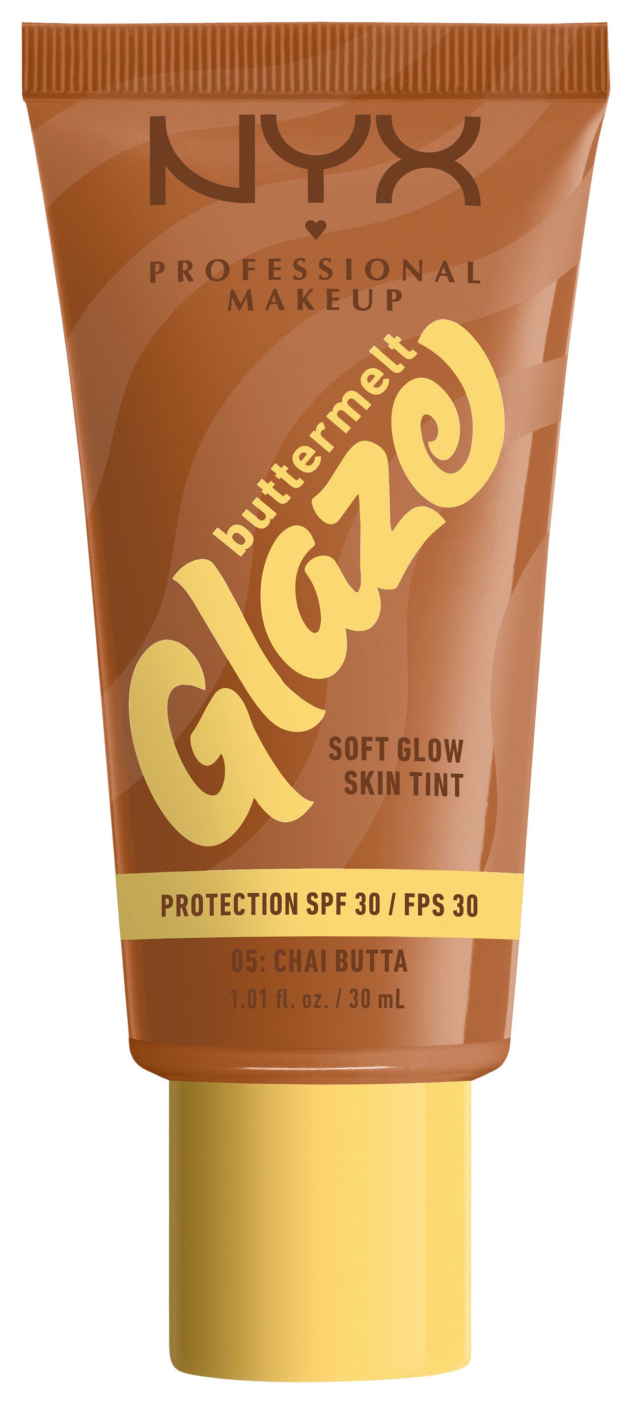 NYX PROFESSIONAL MAKEUP Foundation BUTTERMELT GLAZE SOFT GLOW SKIN TINT + LSF 30, Pflegend, spendet Feuchtigkeit, ohne Rückstände und öliges Finish.