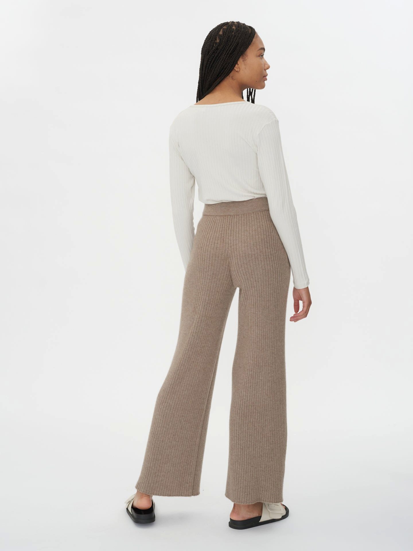 GOBI Cashmere Strickhose Naturfarbe Lässige Kaschmirhose günstig online kaufen