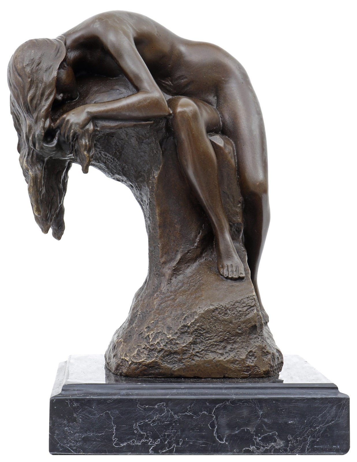 Aubaho Skulptur Bronzeskulptur Frau Erotik Kunst im Antik-Stil Bronze Figur Statue 17c