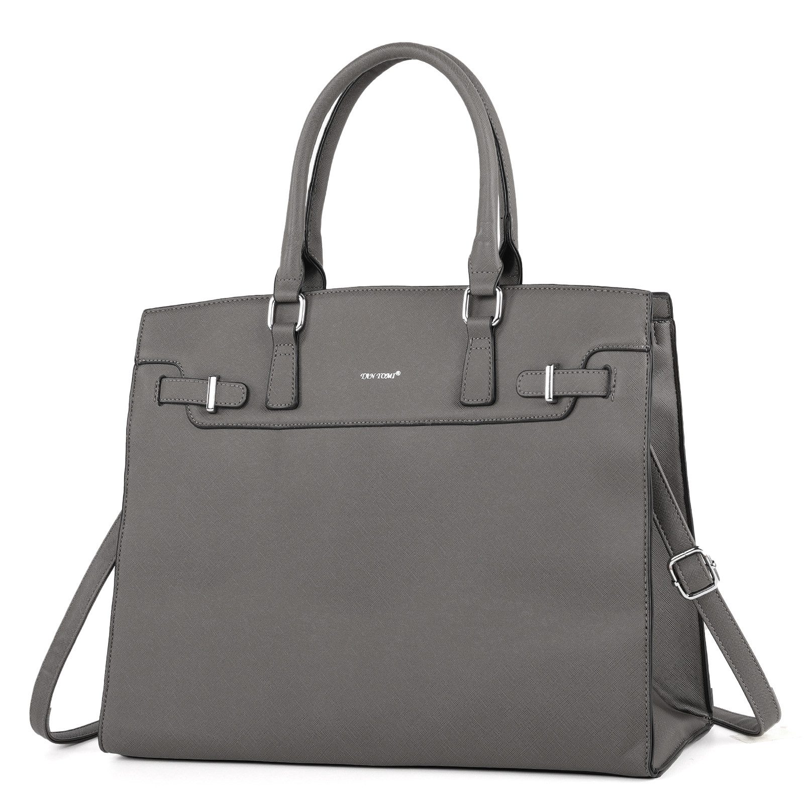 TAN.TOMI Aktentasche Handtasche Damen Shopper Damen Große Schwarz Gross Laptop Tasche, 15.6 Zoll Elegant Leder Umhängetasche für Büro Arbeit Schule