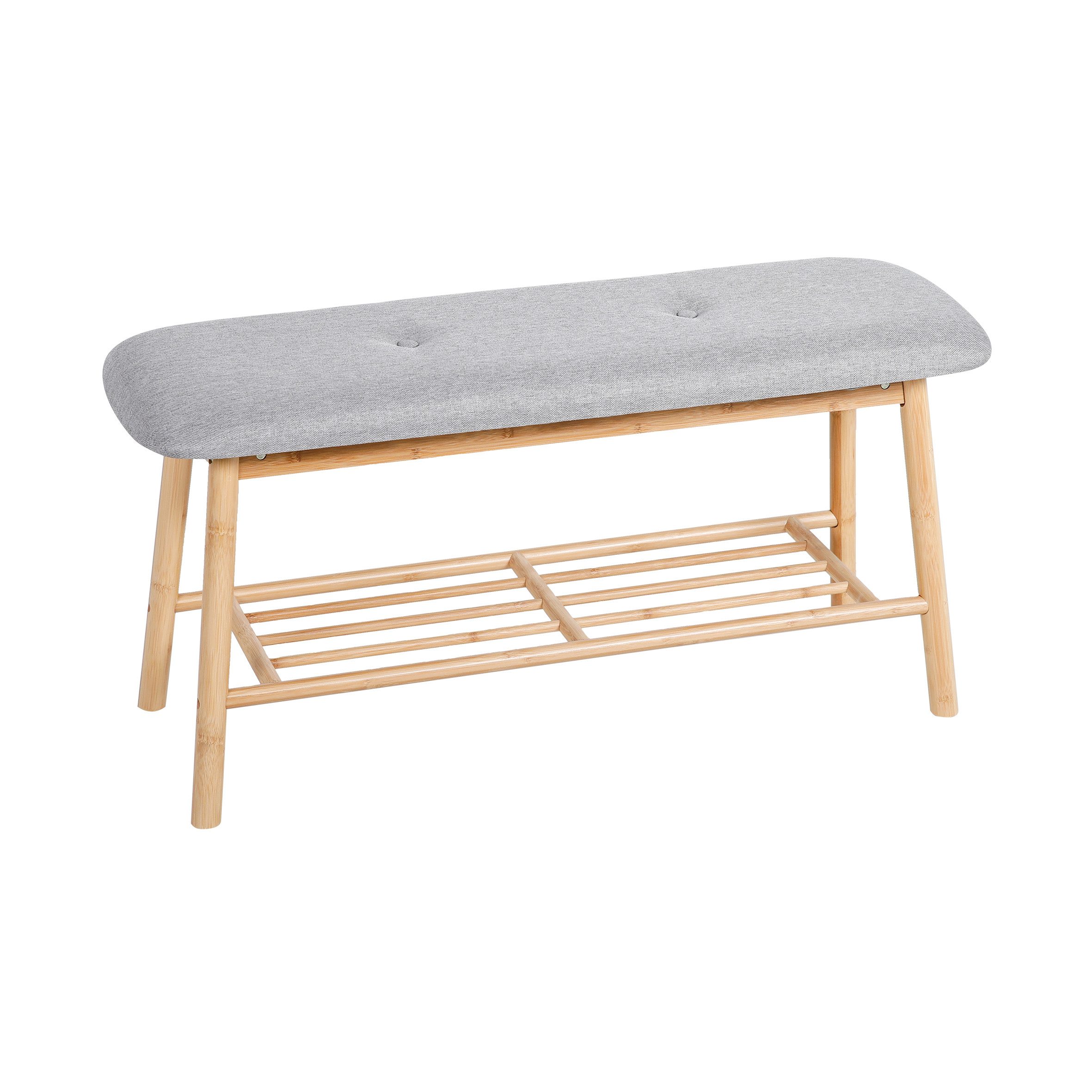 axentia Schuhbank Sitzkommode, mit Stauraum, Garderobenbank, mit Ablagemöglichkeit, Bambusoptik