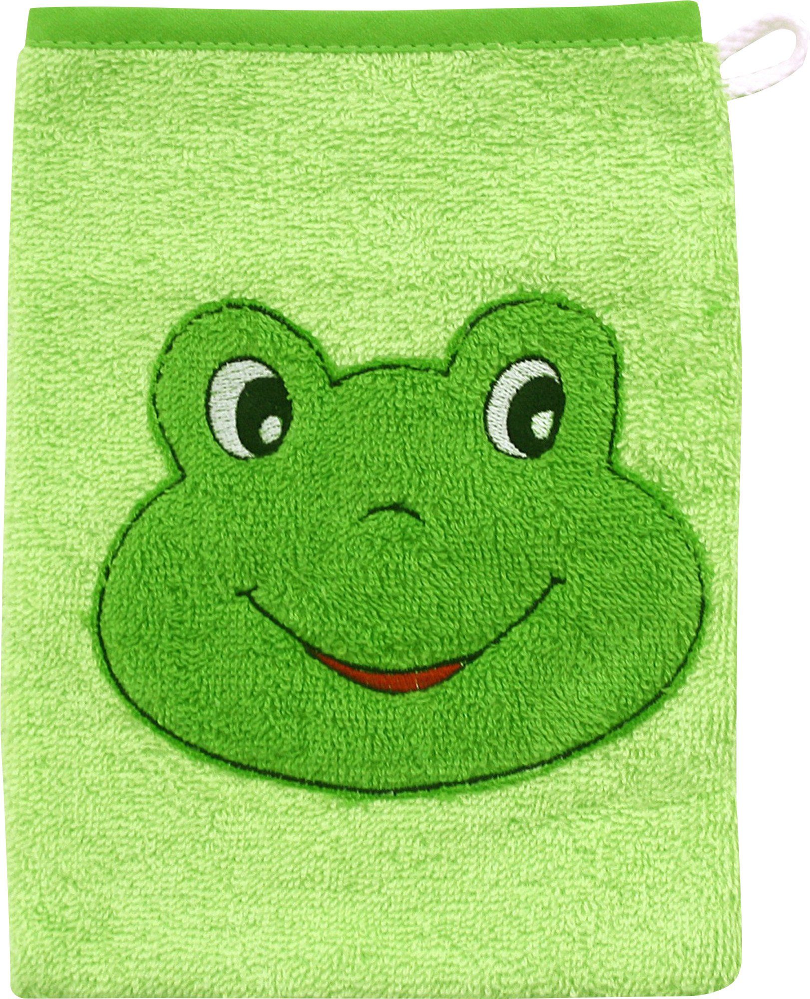 Wörner Waschhandschuh Kinder-Waschhandschuh "Frosch", (1-St), Walk-Frottier Uni