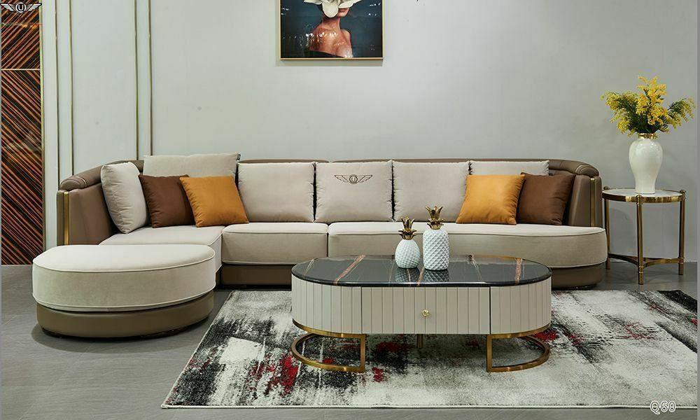 JVmoebel Ecksofa, Polster Textil Form Modern Design Ecksofa Couch L Sofa Couchtisch