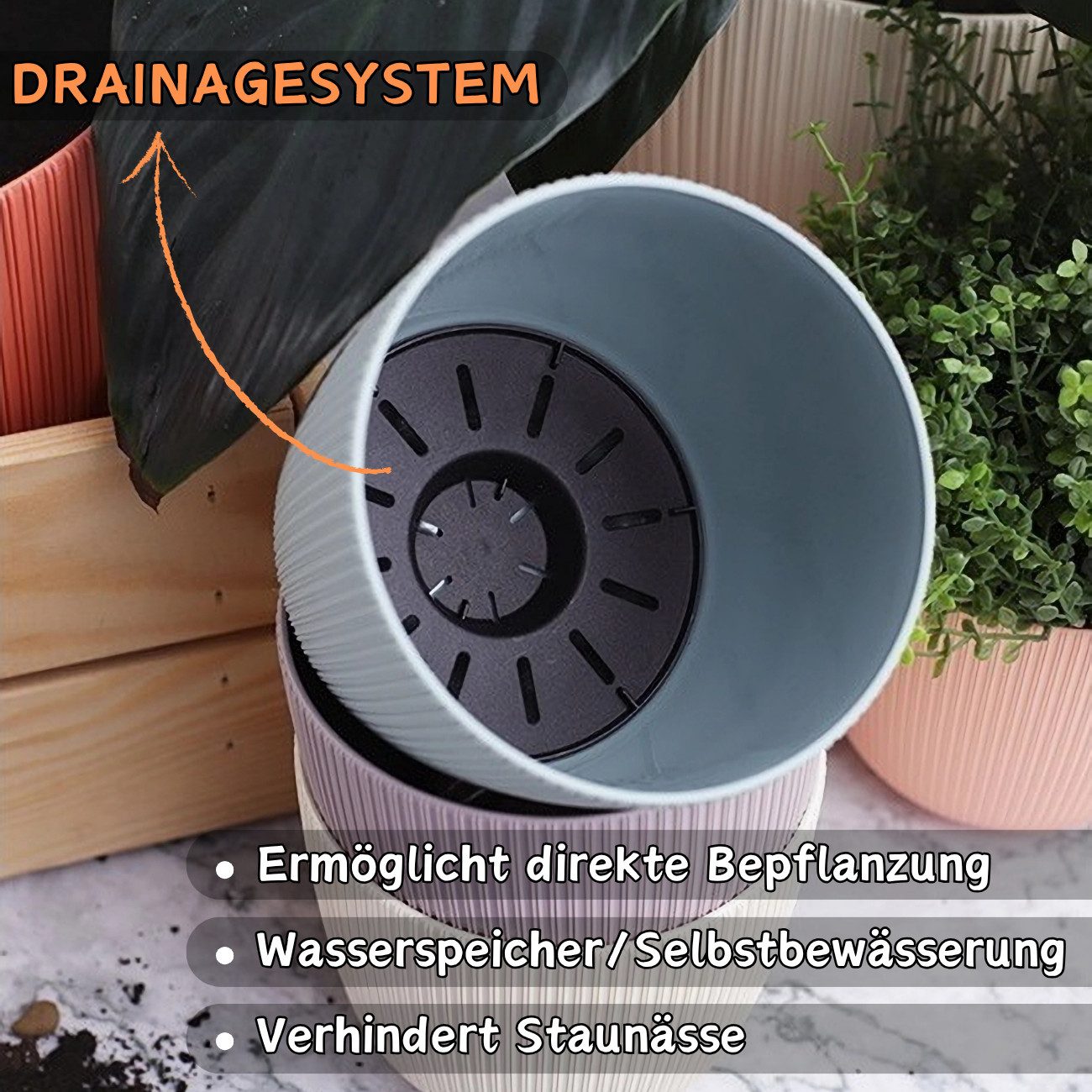 Engelland Blumentopf Pflanztopf mit Drainagesystem (Vorteils-Set, günstig online kaufen