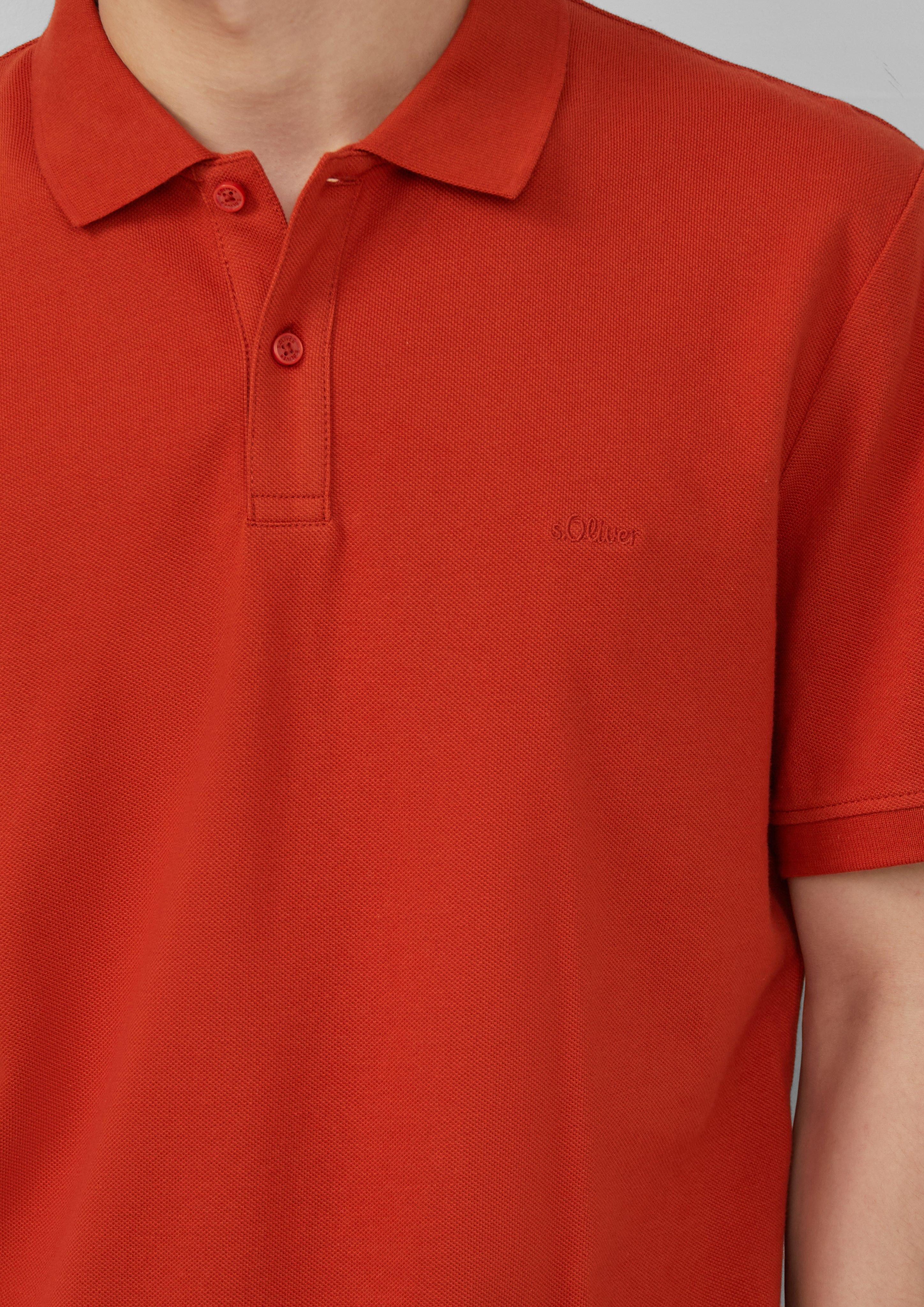 s.Oliver Kurzarmshirt Poloshirt aus Baumwollpiqué Logo günstig online kaufen