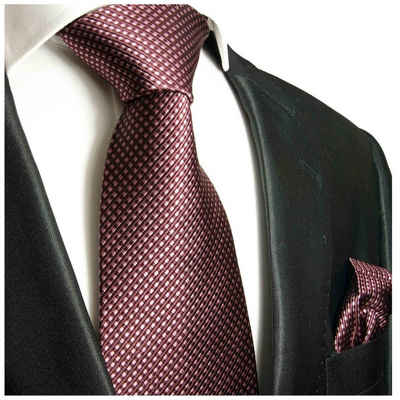 Paul Malone Krawatte Herren Seidenkrawatte und Tuch modern gepunktet 100% Seide (Set, 2-St., Krawatte mit Einstecktuch) Schmal (6cm), mauve 950