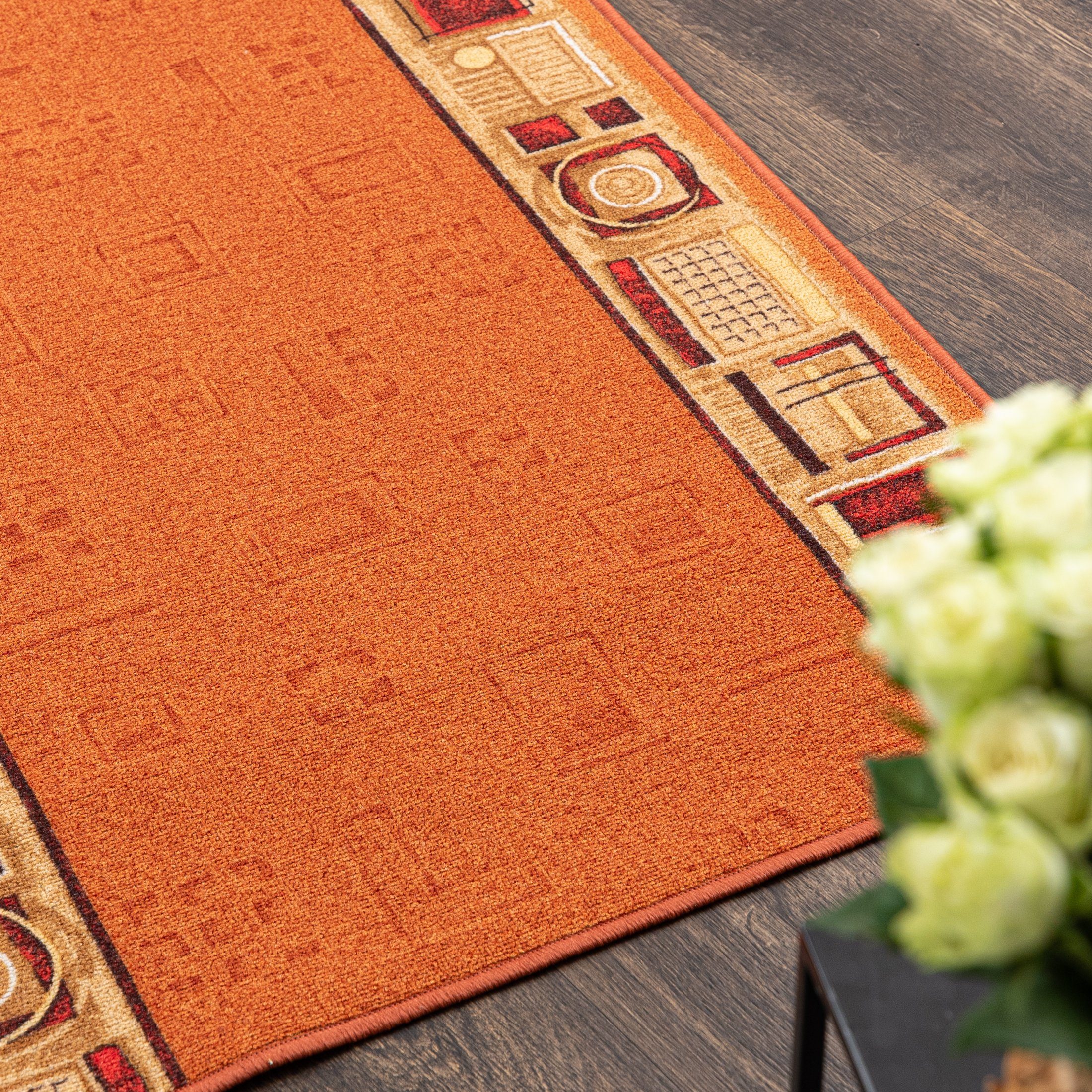 Mazovia Läufer Läufer Teppichläufer Brücke - Vorzimmer Küche - Terracotta Rost, 67 x 100 cm, Kurzflor, Rutschfest, Meterware, Verschiedene Größen