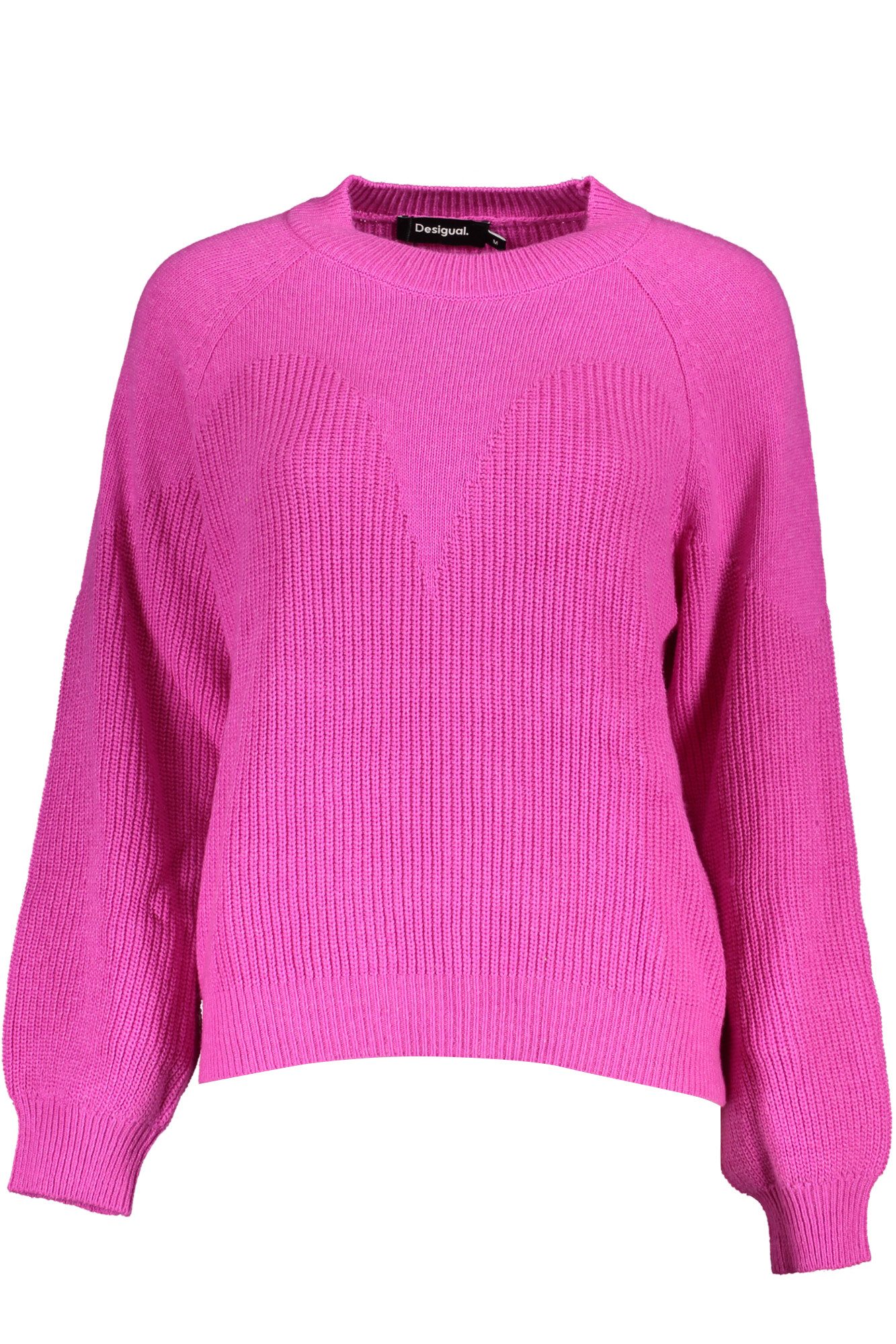 Desigual Strickpullover Rosa Damenpullover mit hohem Kragen und Kontrastdetails entdecken