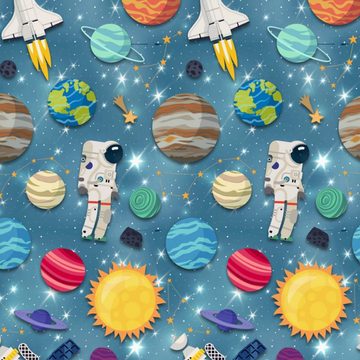 Kinderbettwäsche Spaceworld Trendy Bedding, ESPiCO, Flanell, 2 teilig, Raketen, Erde, Weltraum