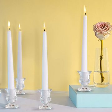 Belle Vous Dekoobjekt Glas Kerzenhalter (12 Stück) für Stabkerzen, Glass Candle Holders (12 pcs) - B4.7 x H6.3 cm