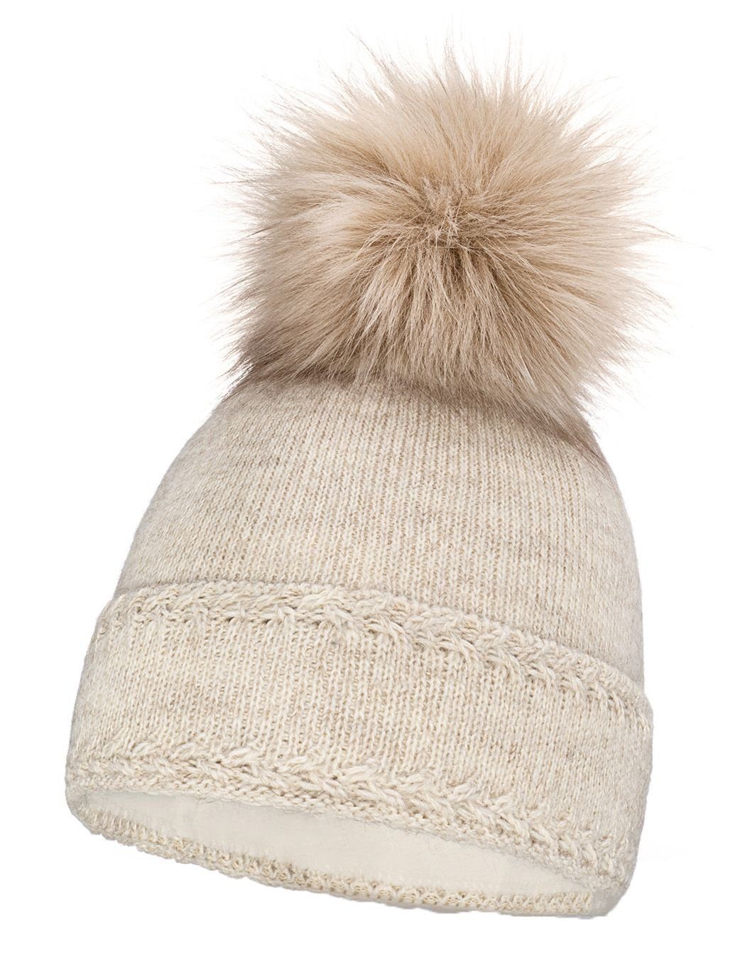 Neverless Bommelmütze Warme Strickmütze Damen Wintermütze Bommelmütze gefüttert mit Bommel