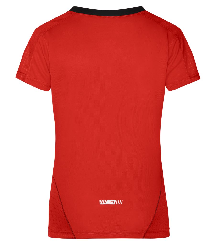 James & Nicholson Laufshirt JN471 Running tomato/black 2 und (Doppelpack, Kurzarm Doppelpack Laufshirt T-Shirt Feuchtigkeitsregulierend Damen Stück) Atmungsaktiv