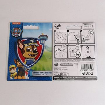 PAW PATROL Aufnäher Bügelbild, Aufbügler, Applikationen, Patches, Flicken, zum aufbügeln, Polyester, CHASE 2 - Größe: 7 x 6 cm