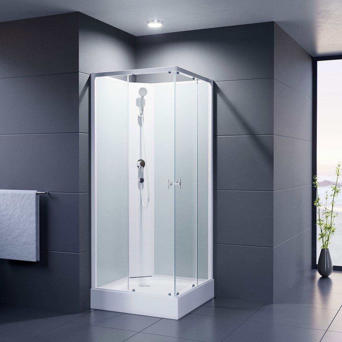 Duschmeister Komplettdusche Komplettdusche Применитьdusche Astoria 80, 1950 mm hoch, BxT: 80x80 cm, Einscheibensicherheitsglas, Komplett-Set, inklusive Duschwanne