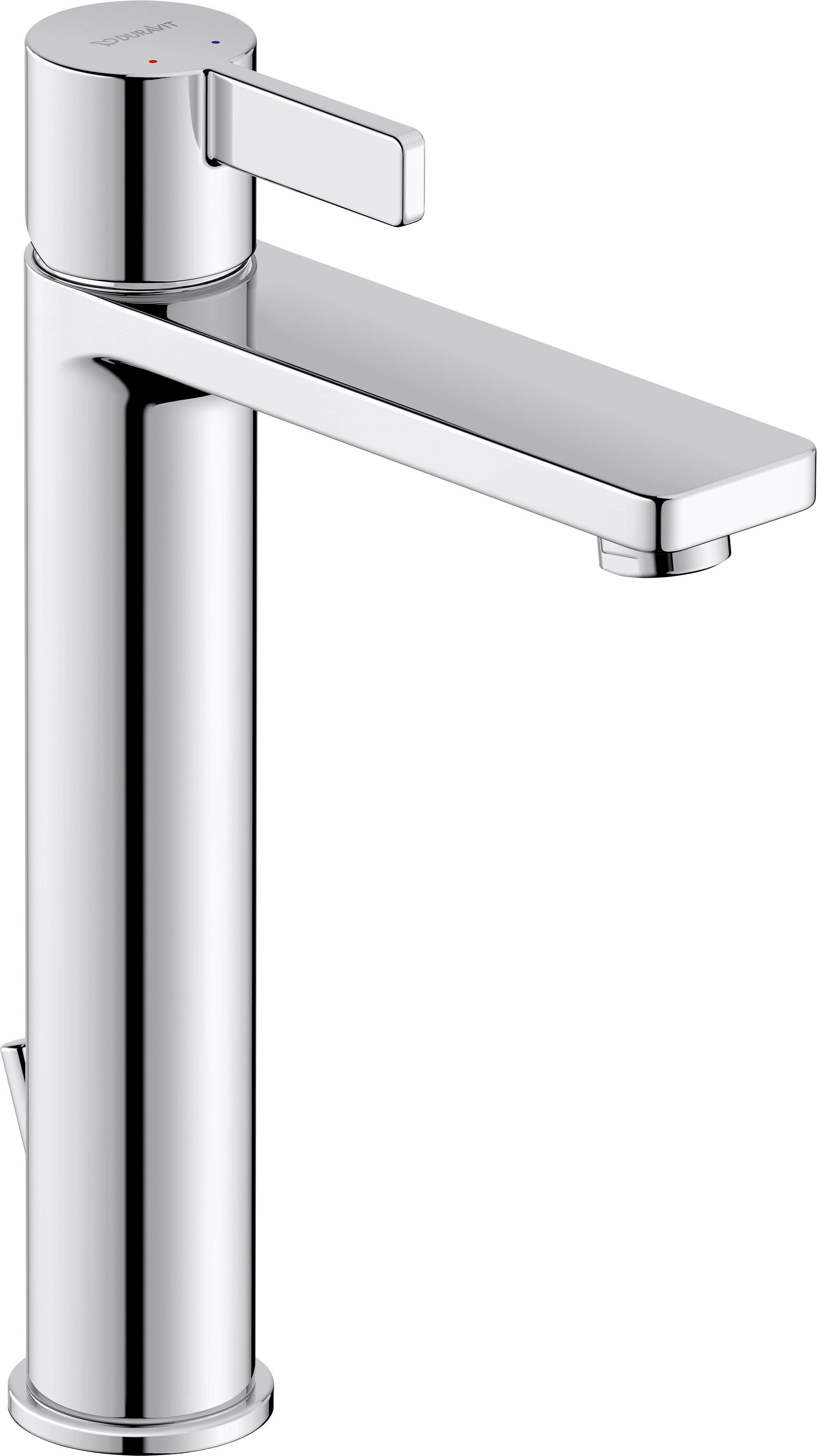 Duravit Waschtischarmatur D-Neo Waschtischmischer, Größe L, mit Zugstangen-Ablaufgarnitur mit AquaControl und AirPlus, Ausladung 13,9 cm, Chrom