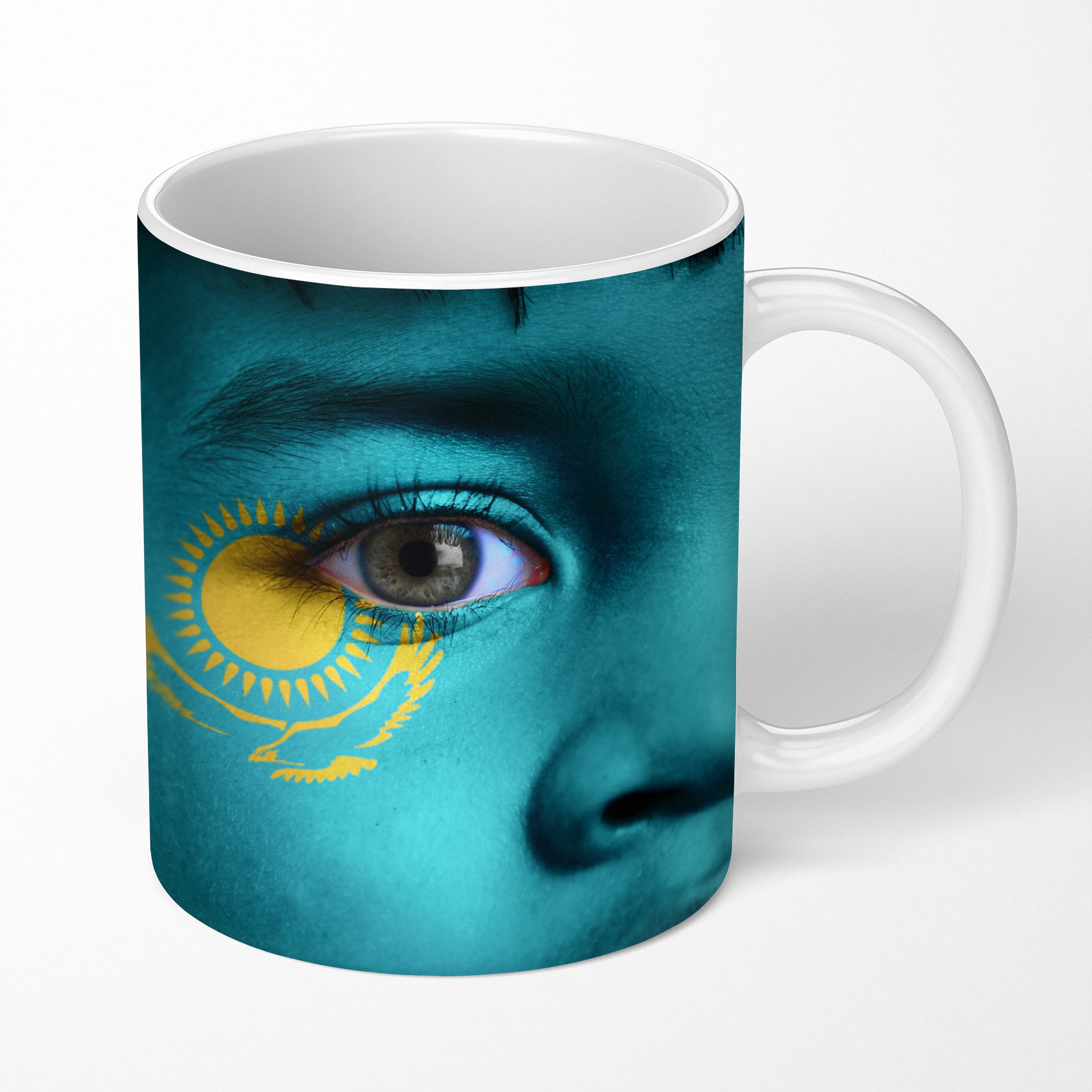 MuchoWow Tasse Flagge von Kasachstan, 1-tlg., Keramik, Kaffeetassen, Teetasse, Becher, Kaffeebecher, Geschenk