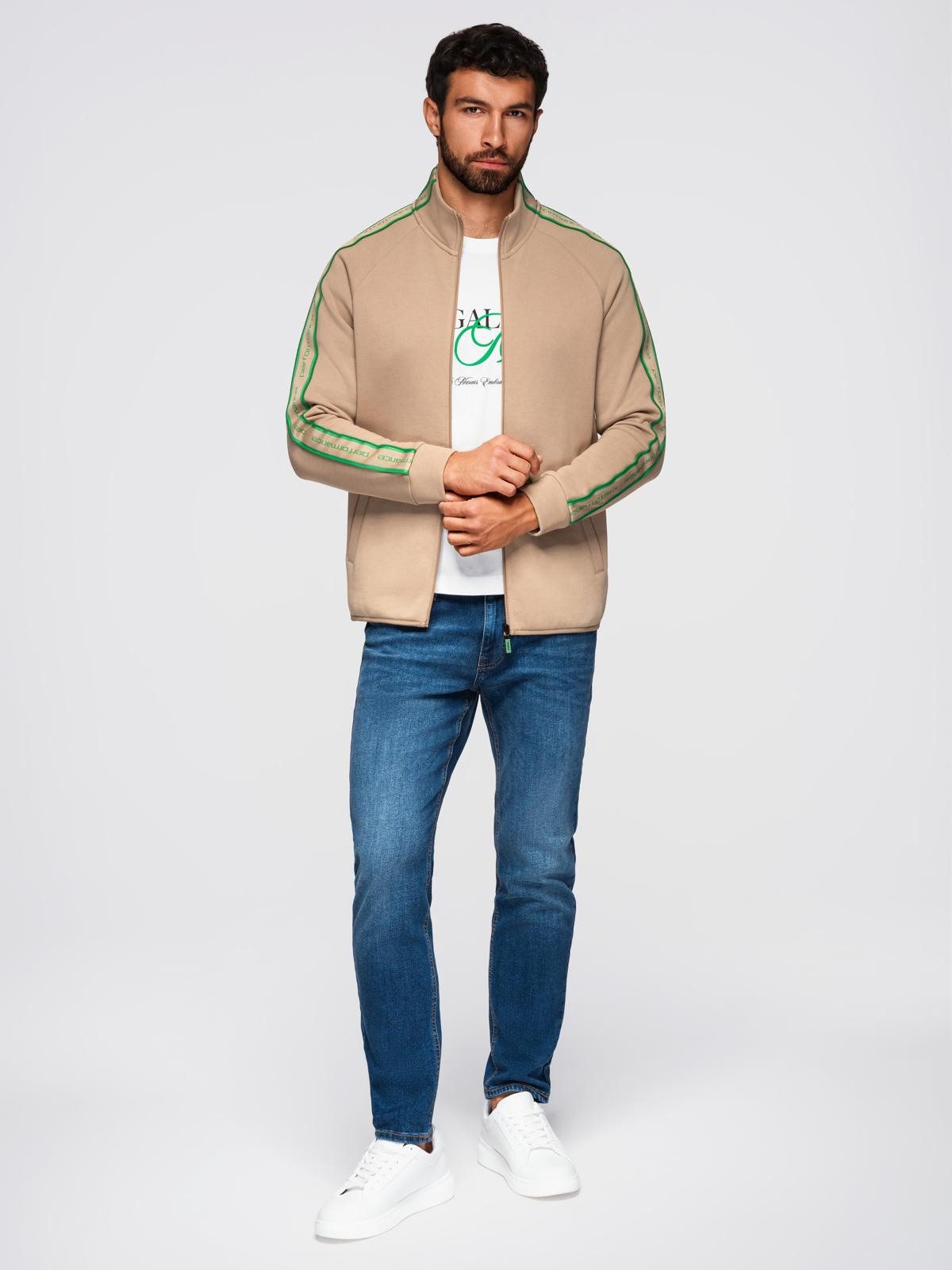 OMBRE Sweatjacke Herren-Sweatjacke mit Streifenbändern und hohem Stehkragen