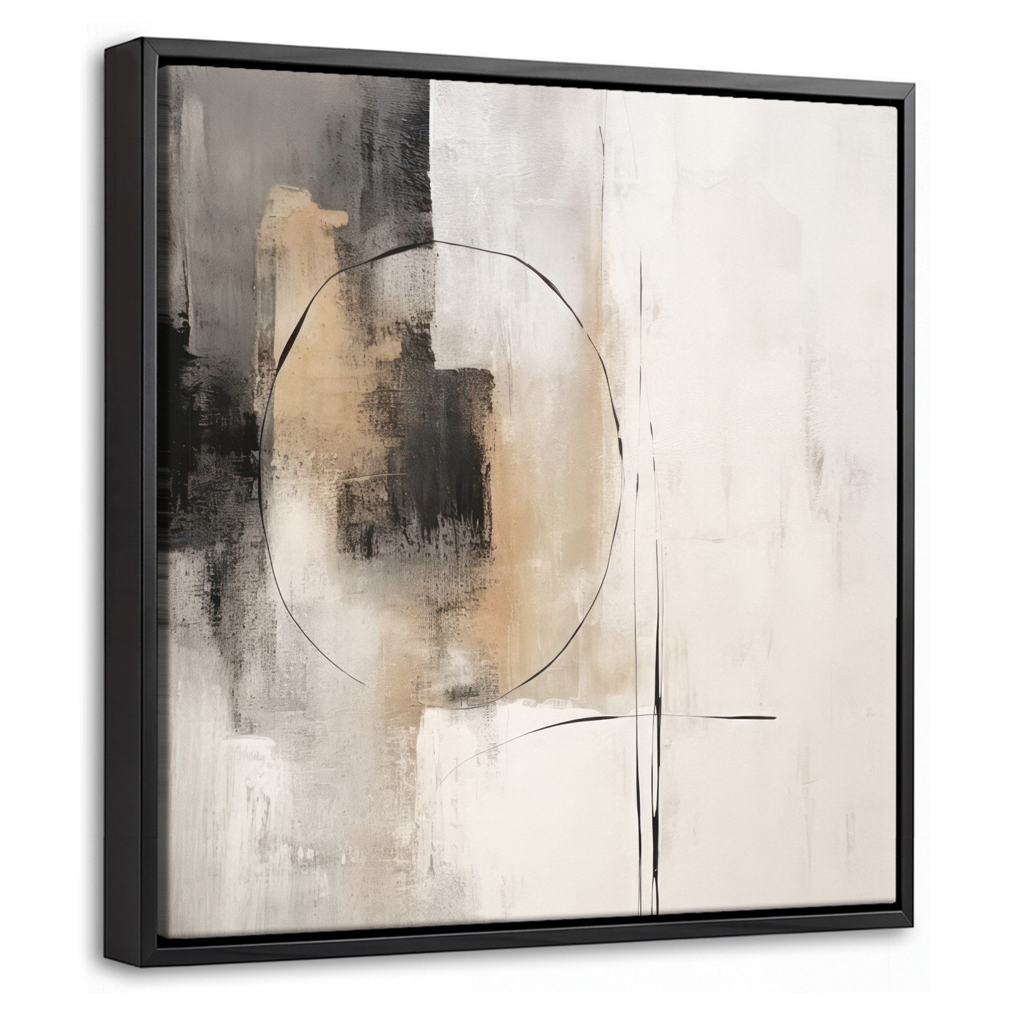 OneMillionCanvasses® Leinwandbild mit Rahmen - Kunst - Abstrakt - Grau - Industriell, Fotodruck (1 St), Leinwand Bilder Klein, Wand Dekoration Aesthetic 20x20cm
