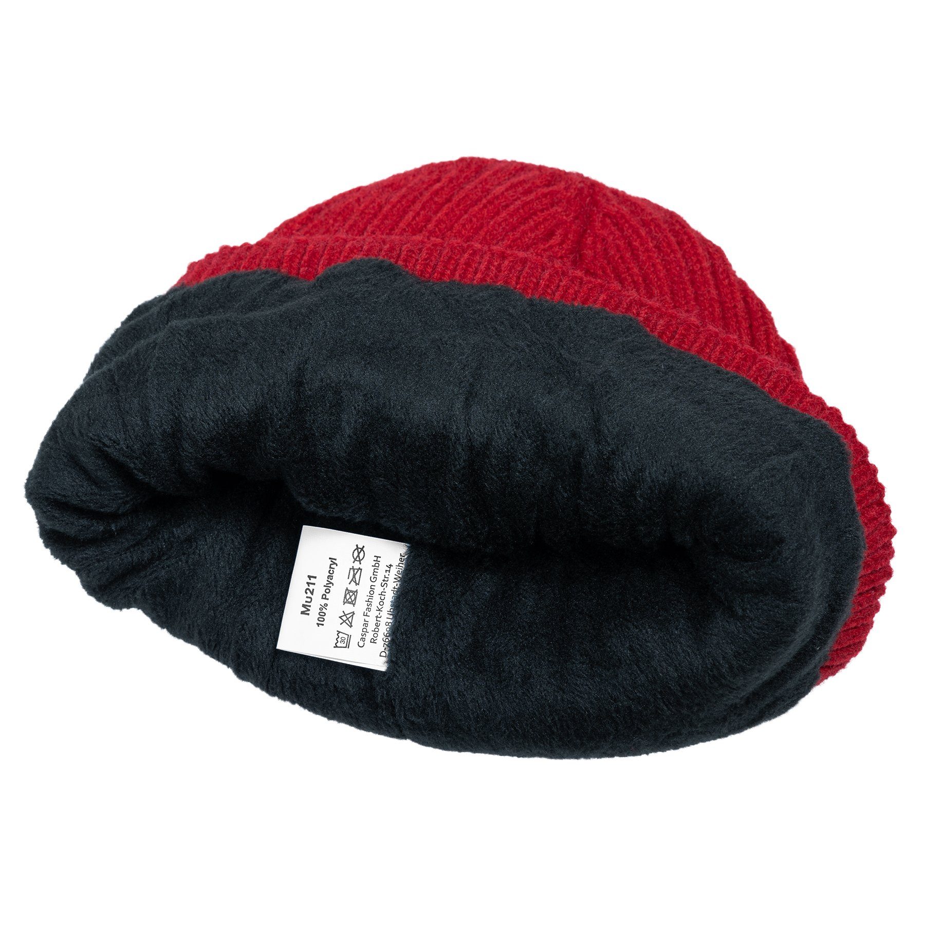 klassische Mütze MU211 Beanie Unisex Fischermütze rot Caspar Beanie