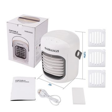 Daskoo Tischventilator 3 in 1 Aircooler Mobile Klimaanlage Klima Ventilator Mini Luftkühler