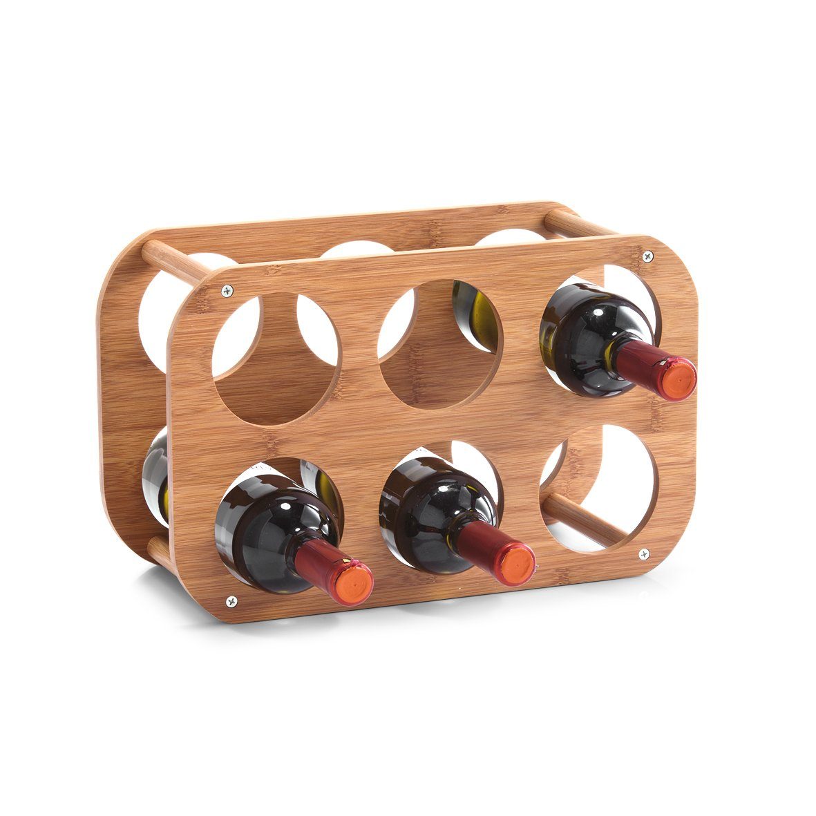 Zeller Present Regal Weinregal für 6 Flaschen, Bambus, Bamboo, 38 x 16 x 24 cm