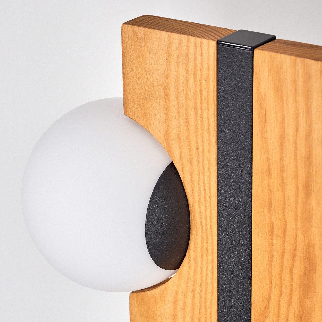 hofstein Stehlampe Stehlampe aus Holz/Metall/Glas in Naturfarben/Schwarz/Weiß, ohne Leuchtmittel, moderne Stehleuchte im Retro/Vintage-Design, Höhe 120 cm, 6 x G9