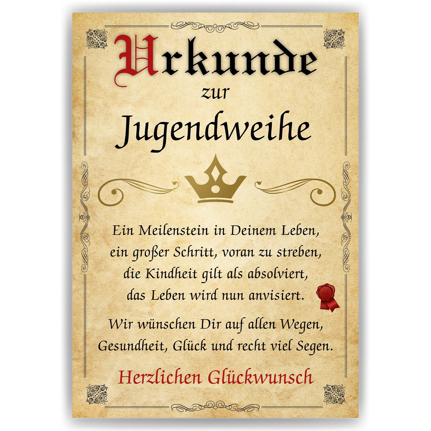 Tigerlino Poster Jugendweihe Geschenk Urkunde zur Jugendweihe Karte Deko Jugendlicher