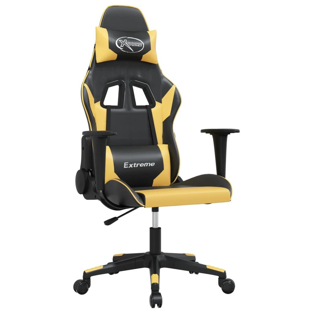 furnicato Gaming-Stuhl Kunstleder Schwarz Gold 66,5x61x(118-127,5) cm (1 St)