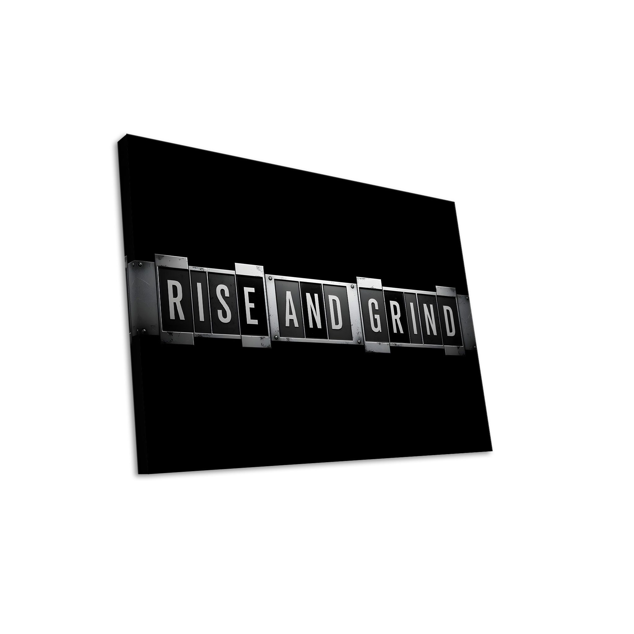 Hustling Sharks Leinwandbild Motivations-Bild als XXL Leinwandbild "Rise & Grind - Industrial", in 5 unterschiedichen Größen verfügbar