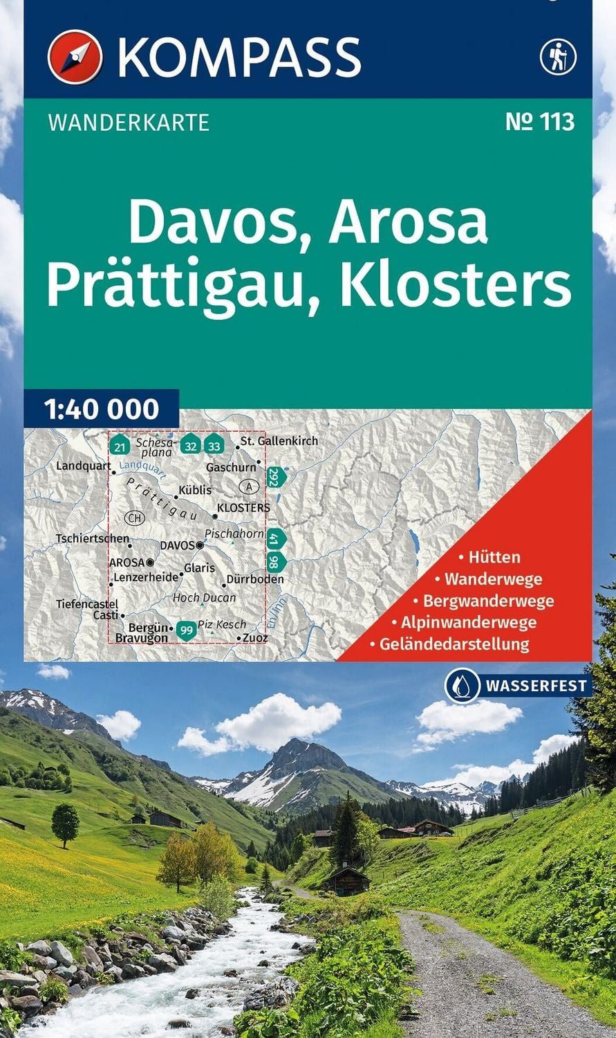 KOMPASS Wanderkarte 113 Davos, Arosa, Prättigau, Klosters 1:40.000 / diverse