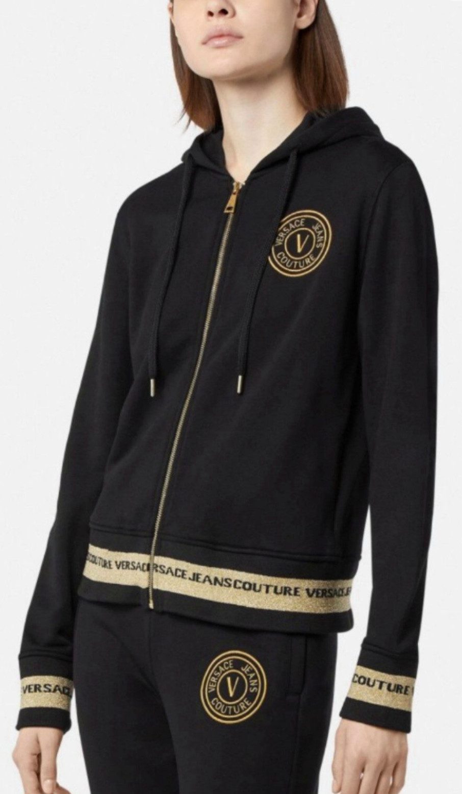 Versace Jeans Couture Kapuzensweatjacke V-Emblem Hooded Jacke V-Emblem Luxury Kollektion