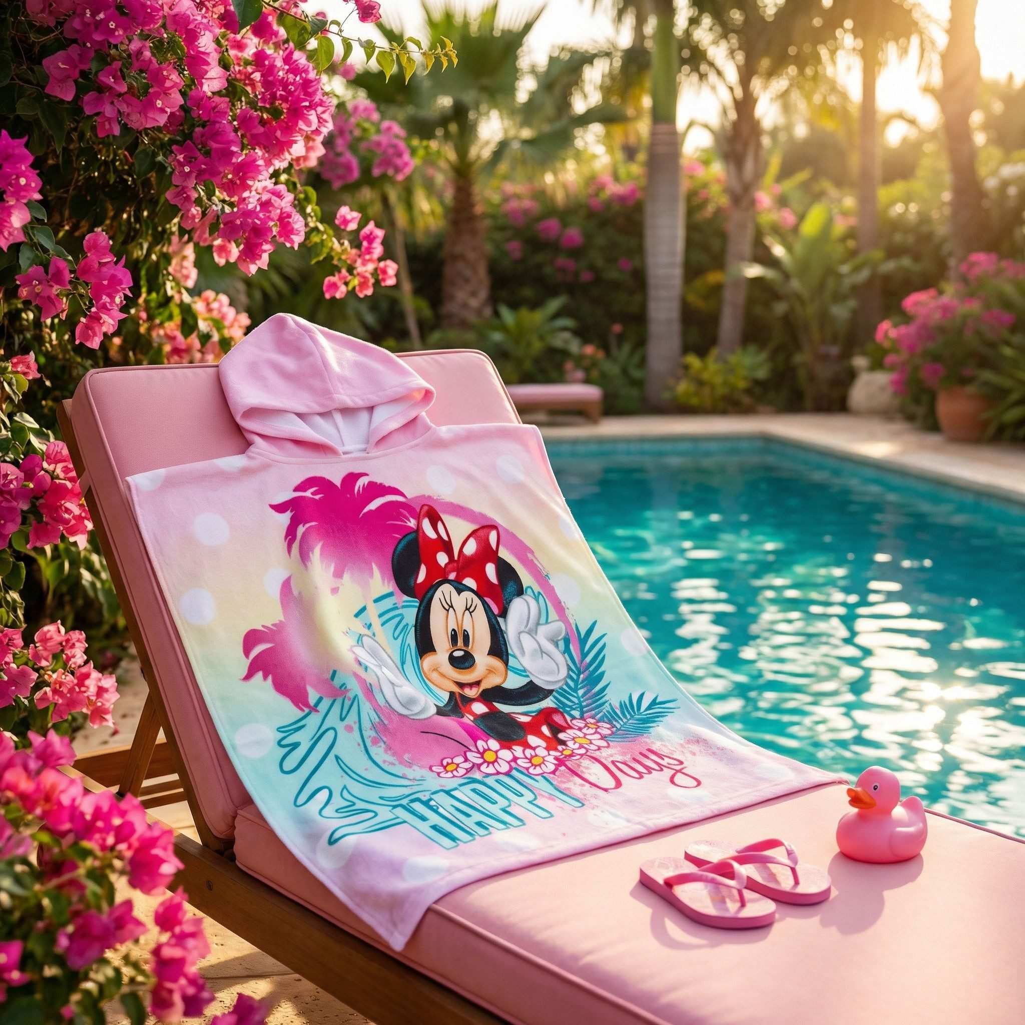 Disney Badeponcho Disney Minnie Maus Kinder Mädchen Mikrofaser Poncho 55x110 cm, Polyester, Kapuze
