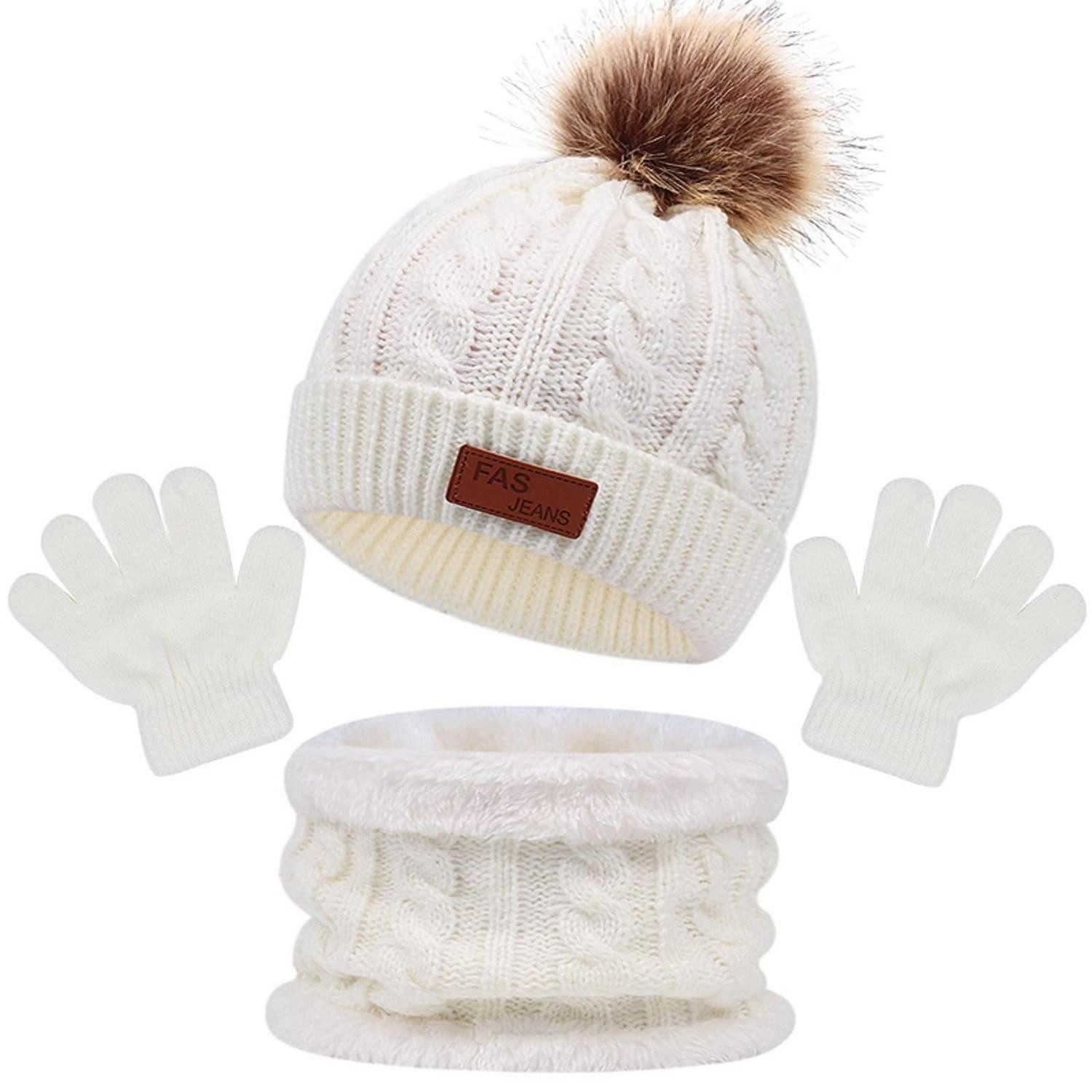 LuxusKollektion Strickhandschuhe Winter Mützeschal Handschuhe Set Kinder (1-St)