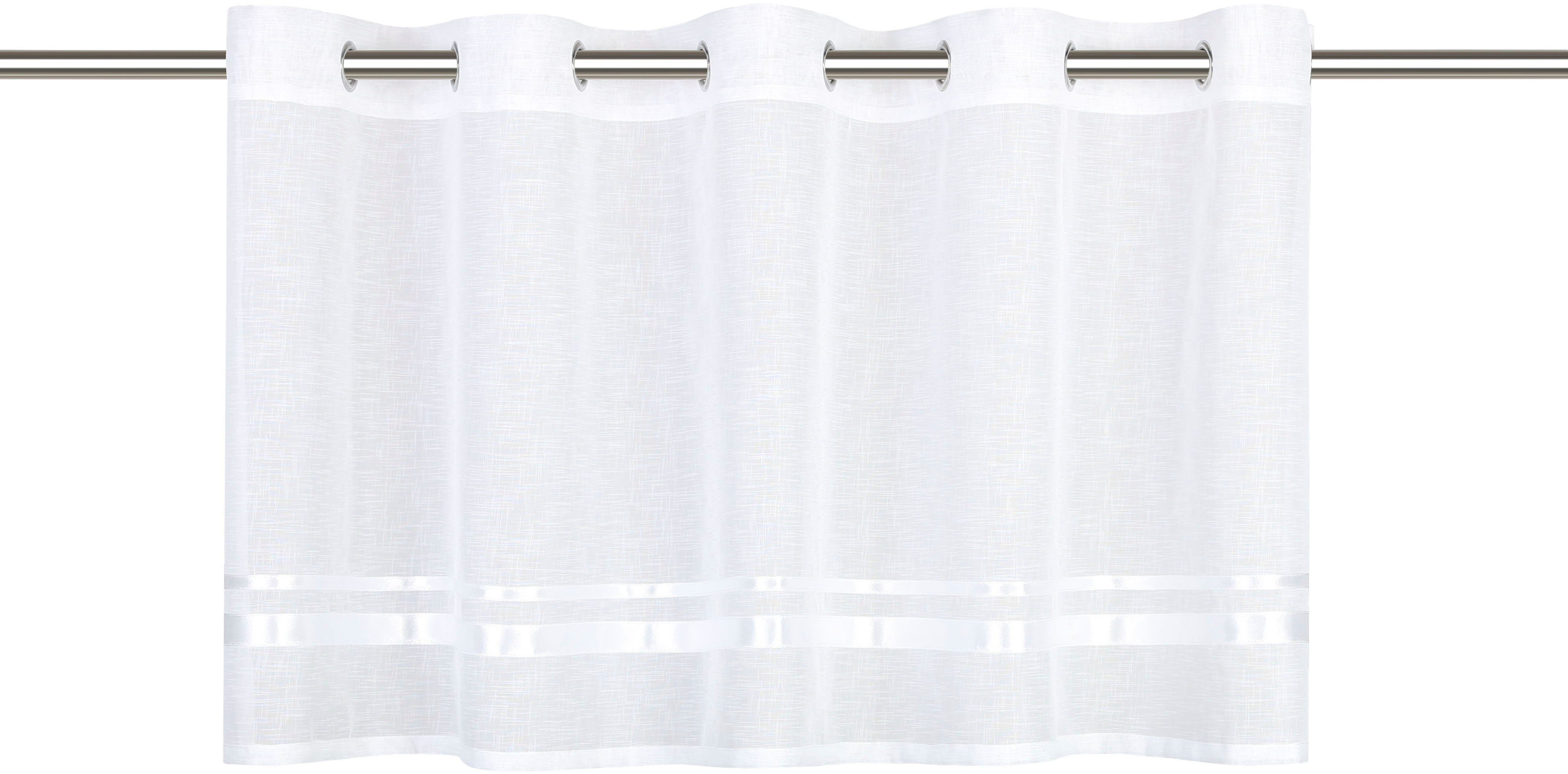 Voile, Ösen transparent, (1 my Scheibengardine mit home, weiß Satinbändern REGINA, St),