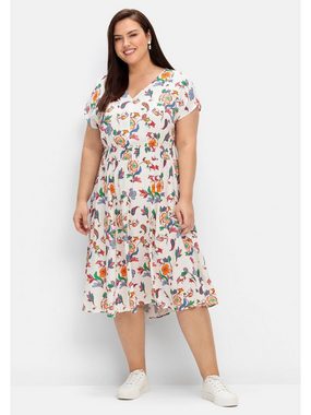 Sheego Sommerkleid Große Größen mit floralem Print und weitem Rockteil
