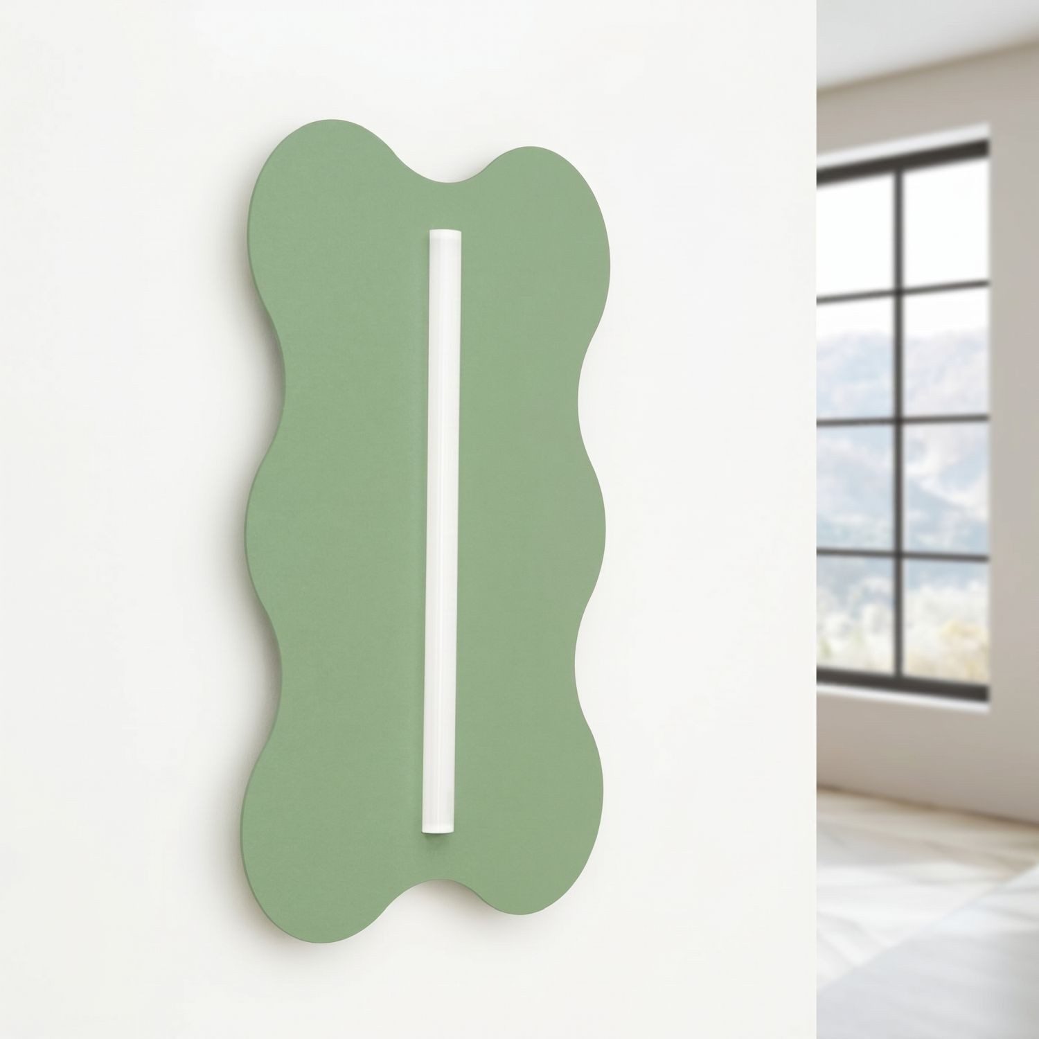 Licht-Erlebnisse Wandleuchte LENZ, ohne Leuchtmittel, Metall 66 cm hoch Salbei Modern