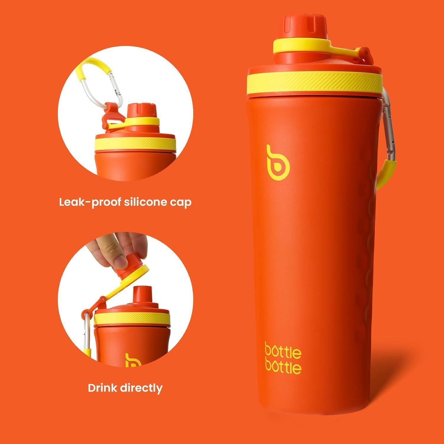 LuxusKollektion Protein Shaker Shaker-Flasche Edelstahl 26oz Orange