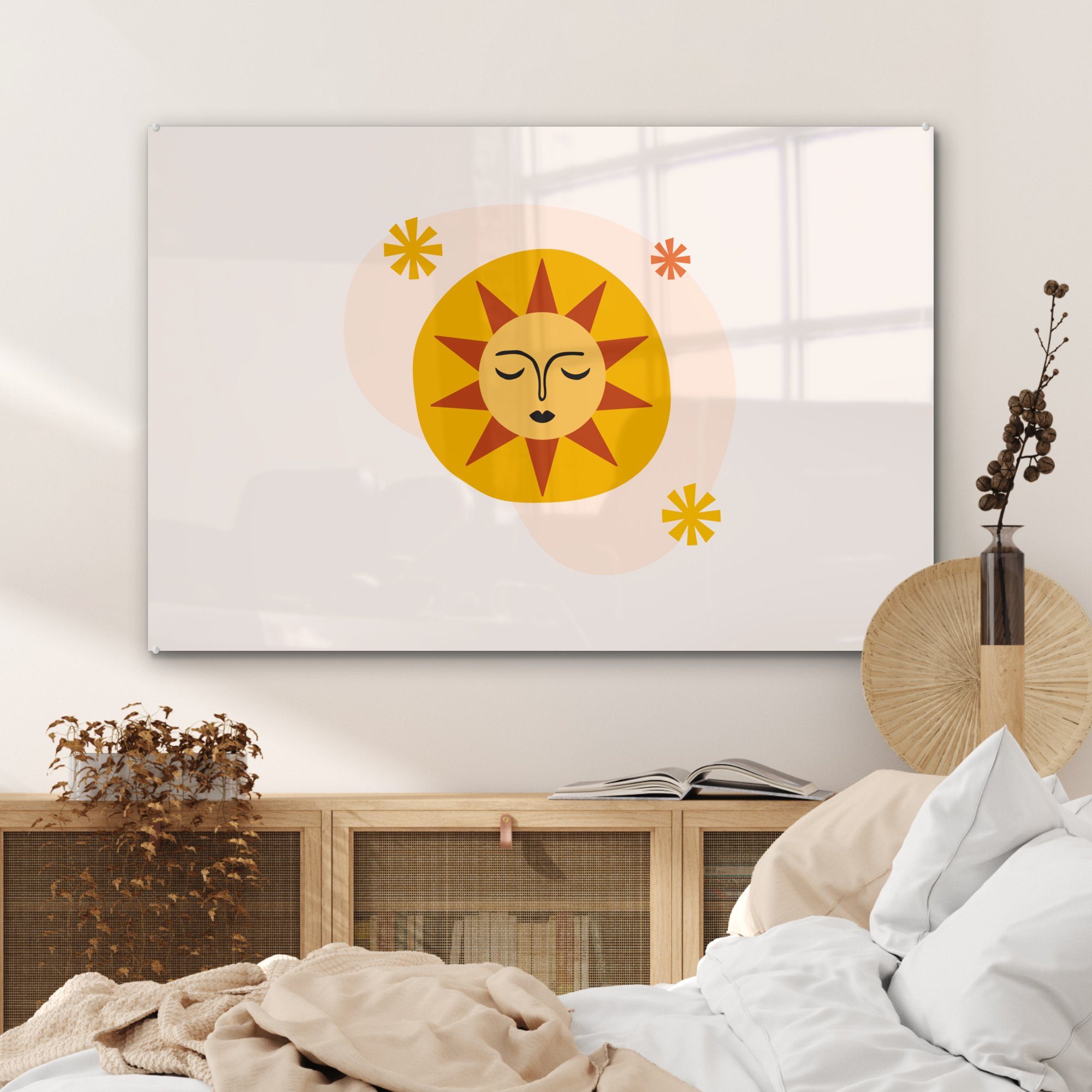 MuchoWow Acrylglasbild Sonne - Sommer & (1 Wohnzimmer St), Schlafzimmer - Pastell, Acrylglasbilder
