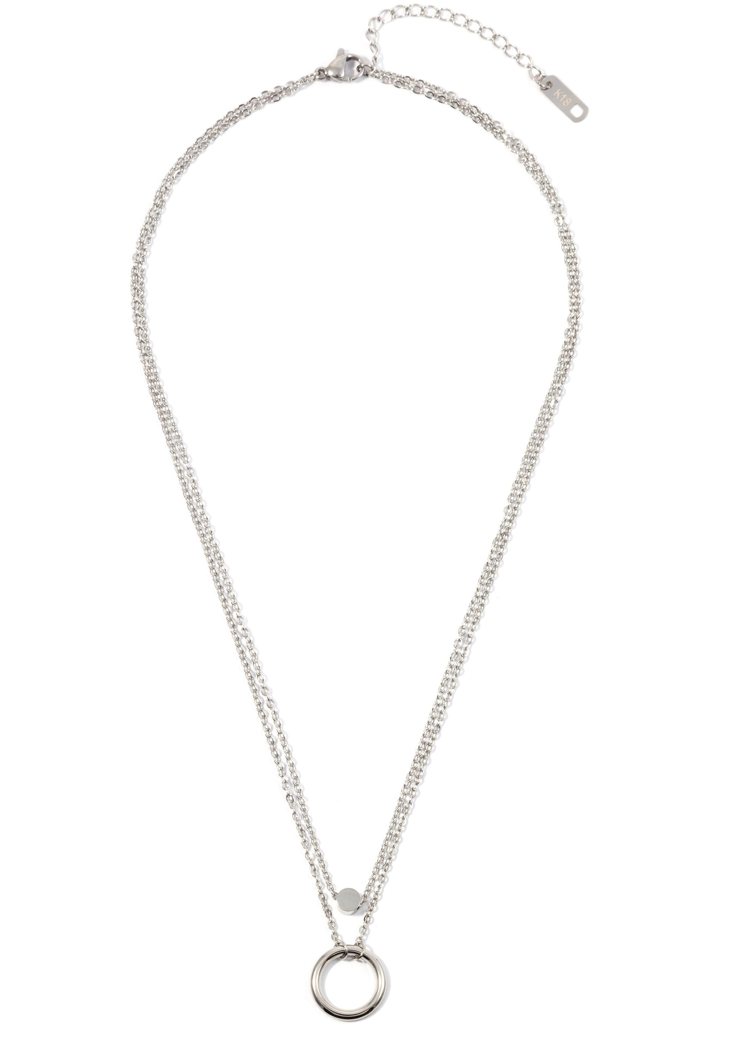 Collier Layer Doppel Kette Kreis hängend, 18K Roségold Vergoldet