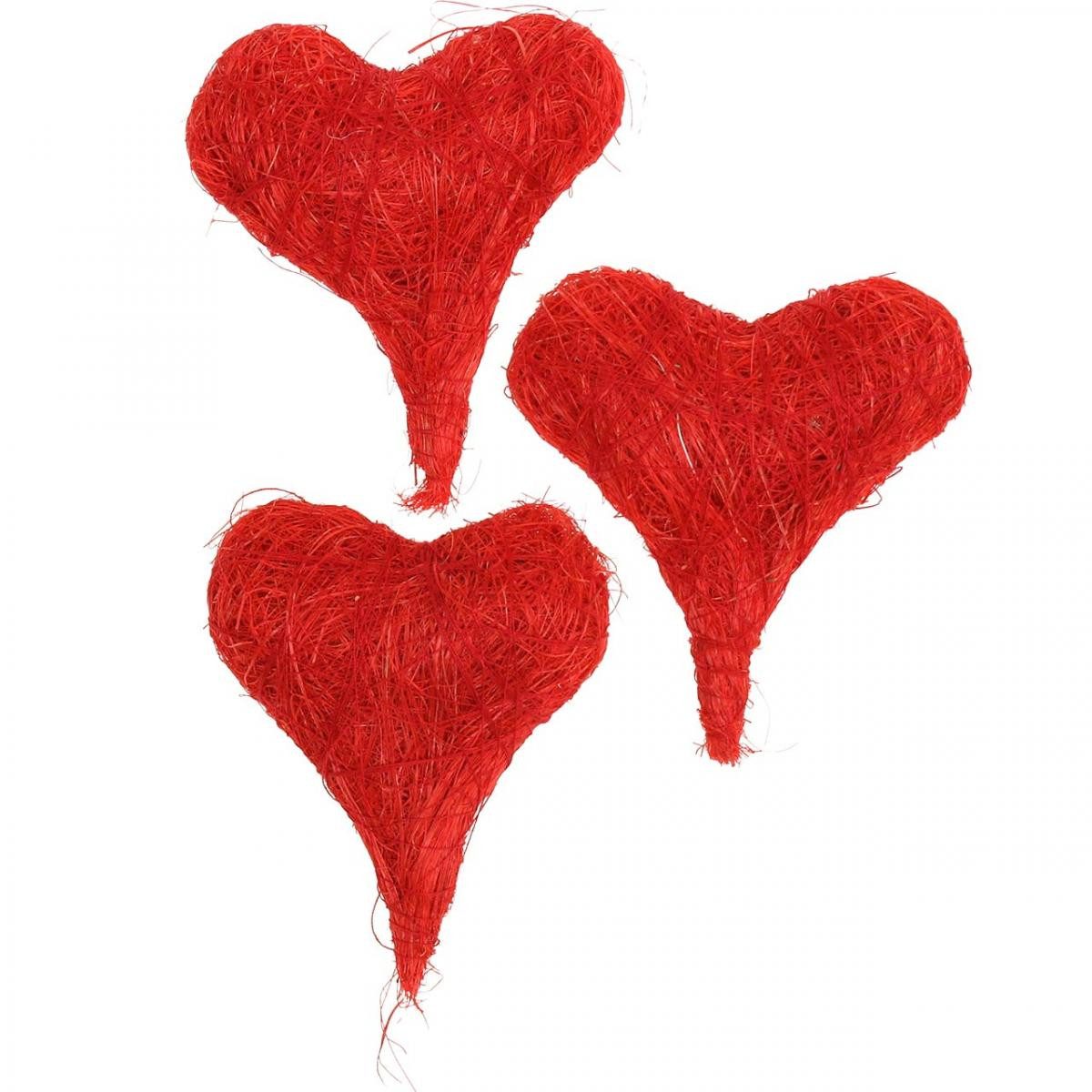 Bastelnaturmaterial Sisalherzen Rot, Deko Hochzeit, Sisalfasern, Valentinstag, Basteln