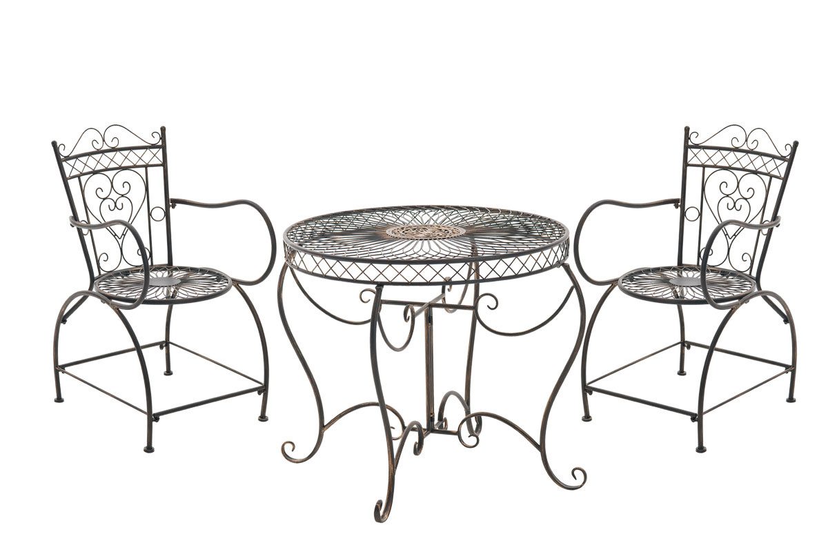 furnicato Garten-Essgruppe Sitzgruppe Sheela 90x90 cm Bronze, (1-tlg), Handgefertigtes Gartenset mit antiker Patina für deine Terrasse