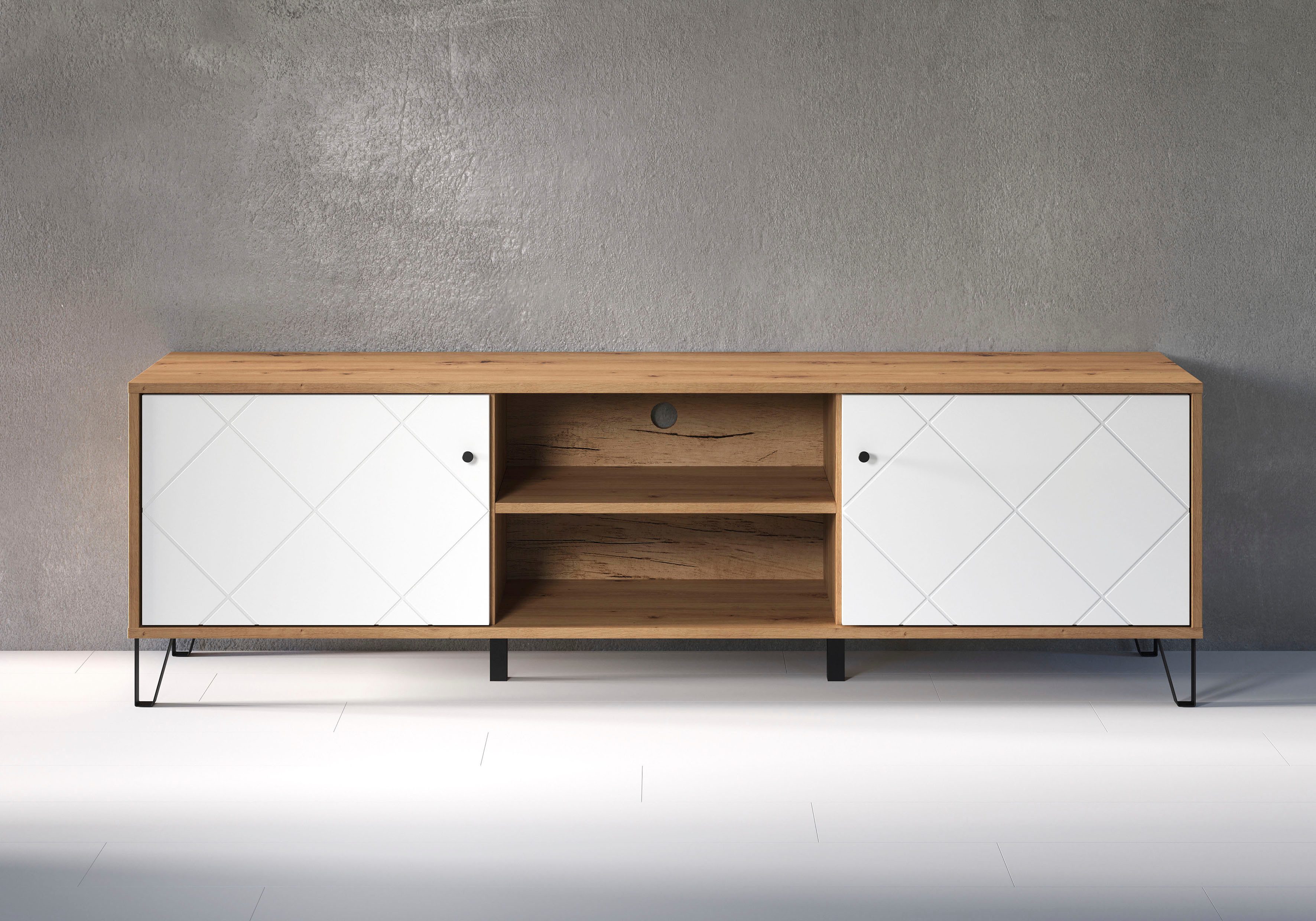 Places of Style Lowboard Tarragona TV-Kommode, TV-Unterteil mit 2 Türen & 2 Fächern - (B/T/H) 183/40/56 cm