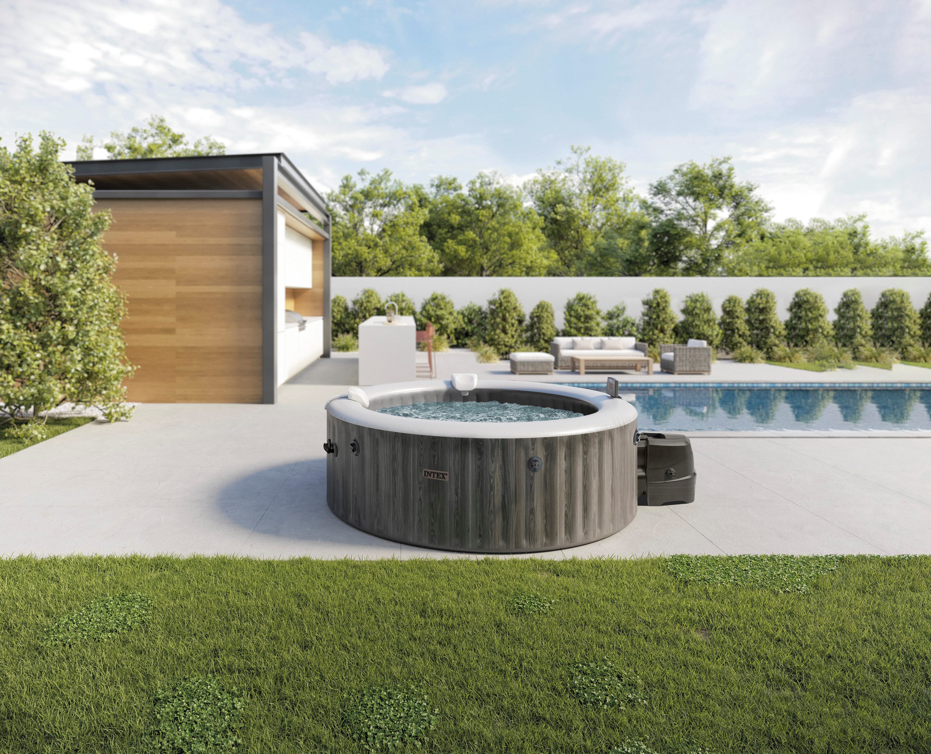 Intex Whirlpool Greywood Deluxe, (Set, 10-tlg), 165 cm Durchmesser