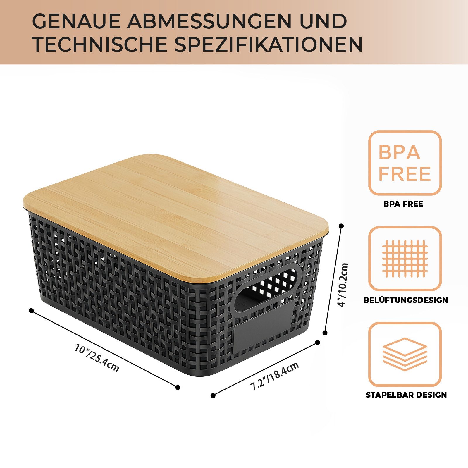 GLIESE Aufbewahrungsbox Kartoffel Aufbewahrungsbox mit Bambusdeckel Küche Aufbewahrung (3 St) – Bild 2 von 5