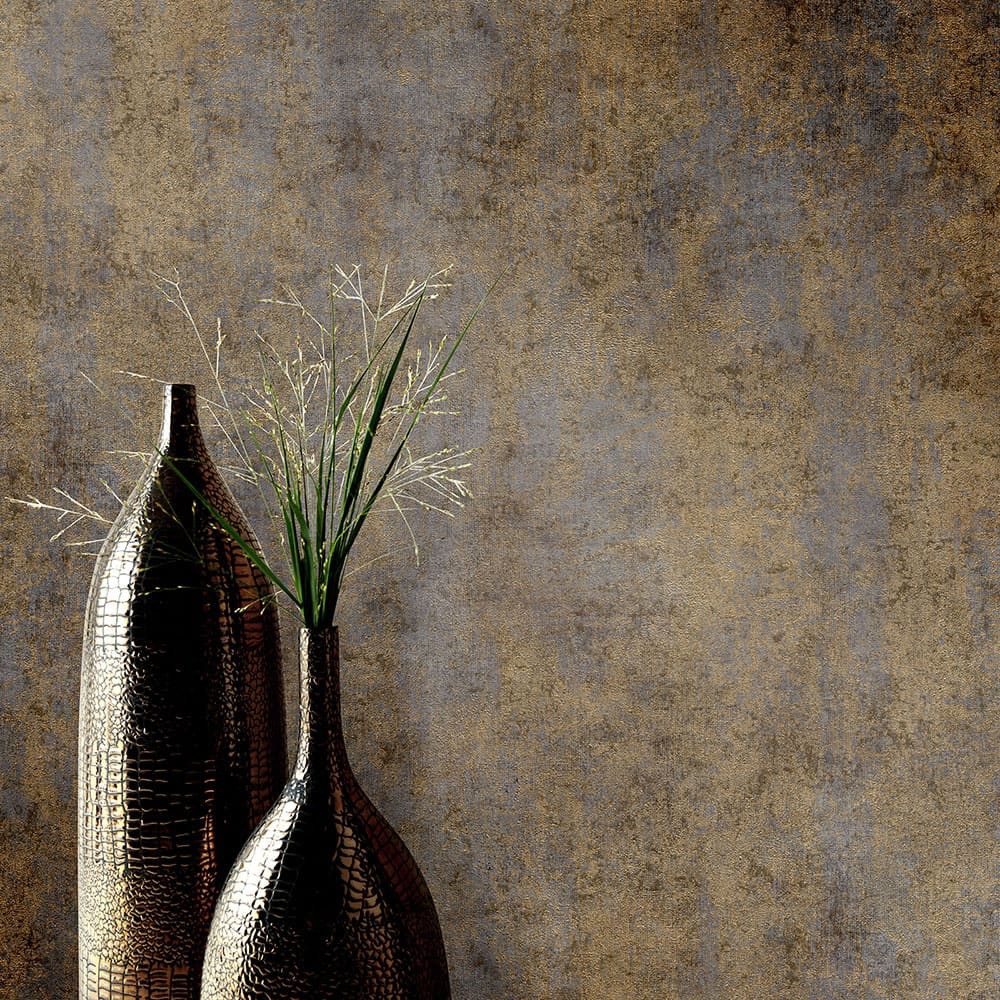 Erismann Vliestapete Shabby Betonoptik Patina Grau Gold Metallic 10438-38 Elle Decoration