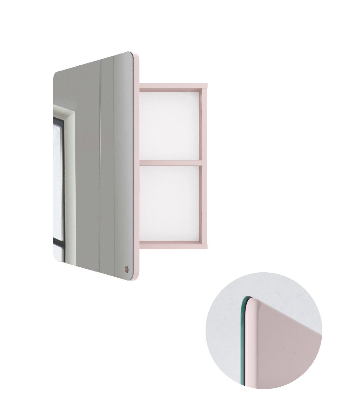 TOM TAILOR HOME Badspiegel COLOR BATH - Small Mirror mit Tür - in vielen Farben, mit Stauraum, Tür aus MDF mit gerundeten Ecken, seidenmatt lackiert rose006