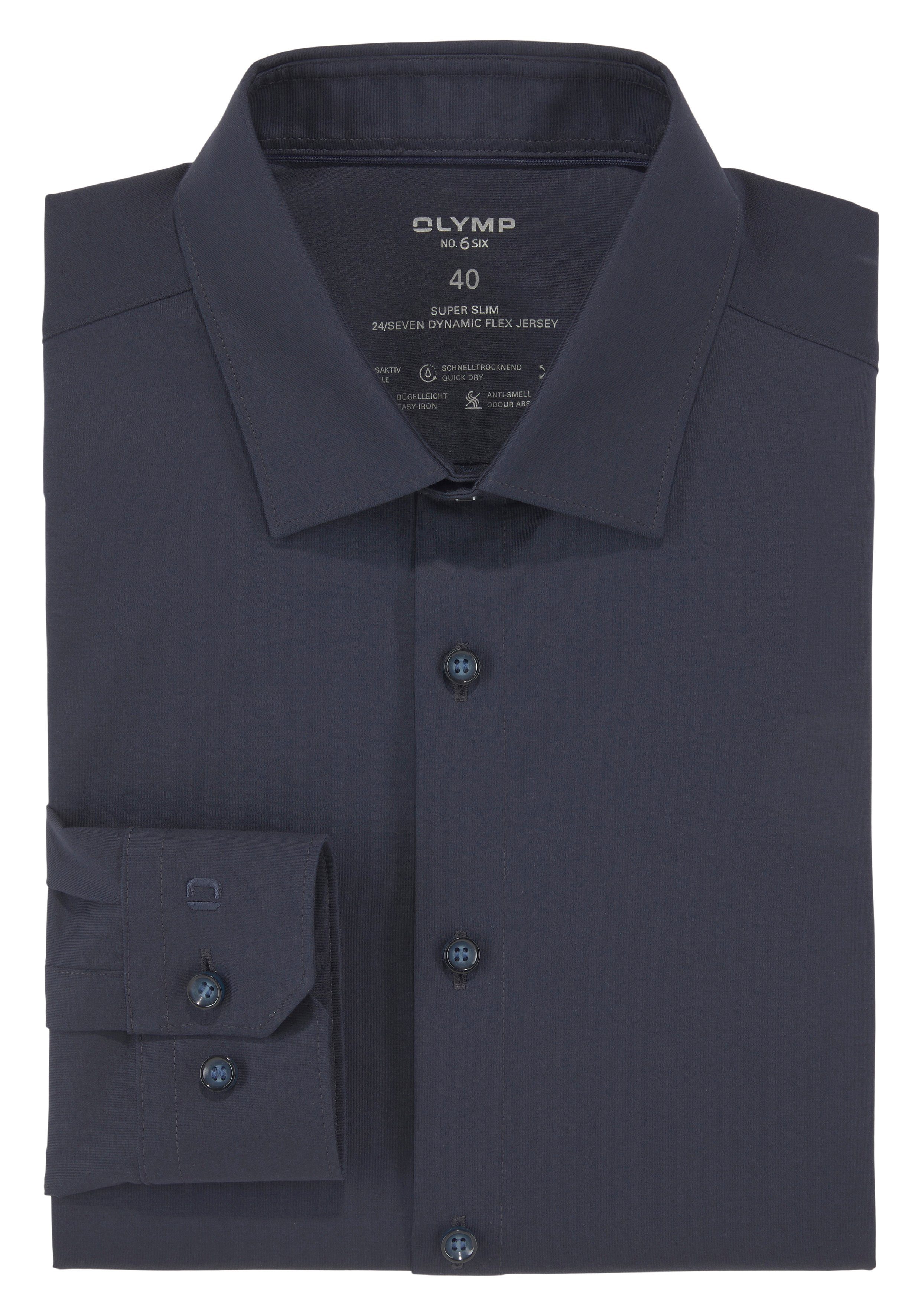 No. in OLYMP Six marine bequemer Jersey-Qualität slim Businesshemd super