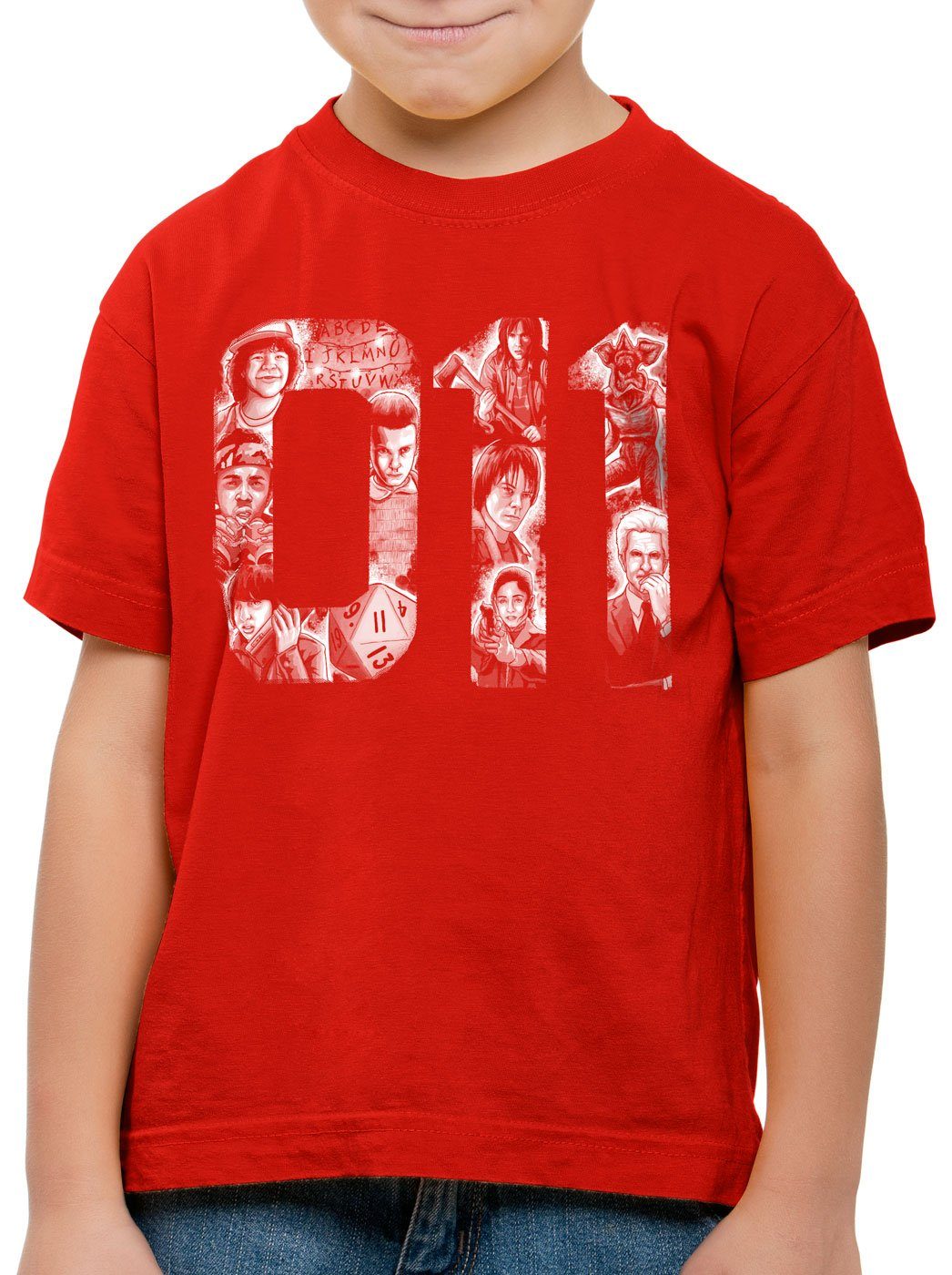 style3 Print-Shirt Kinder T-Shirt Eleven 11 demogorgon elfie dustin rot