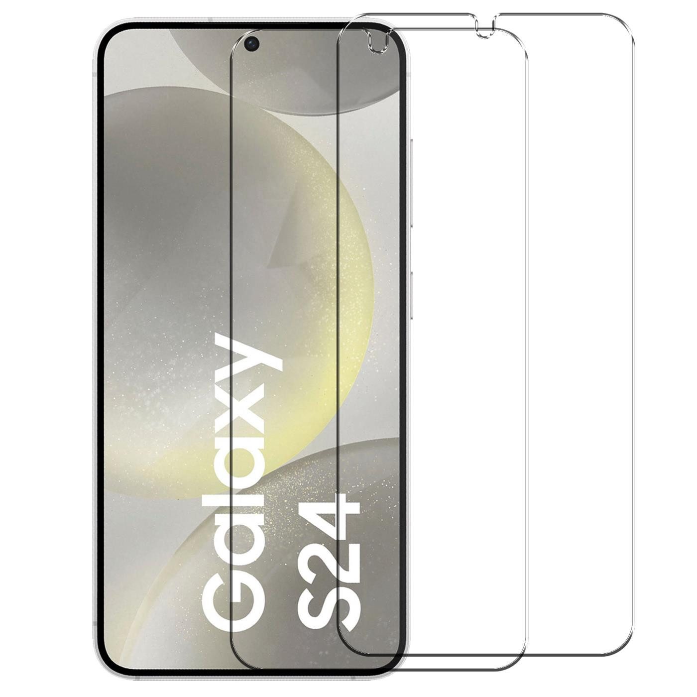 CoolGadget Schutzfolie Panzerfolie für Samsung Galaxy S24, (9H Härtegrad, 2x Schutzglas, 1xReinigungset), Panzer Schutzfolie 2 Stück für Samsung Galaxy S24 Glas Folie